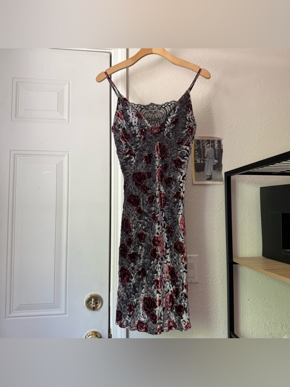 Gunne Sax 90s Vintage Velvet Floral Slip Dress